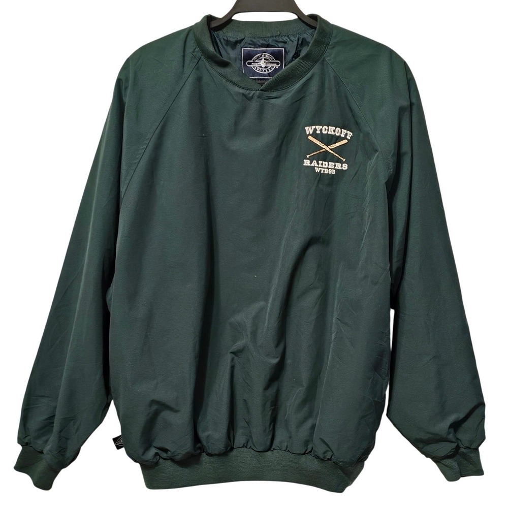 Charles River Apparel Mens Wyckoff Raiders Windbreaker Pullover Green Medium